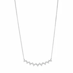 Zadok Collection White Gold With 0.89ctw Stationary Zig-Zag Diamonds Necklace