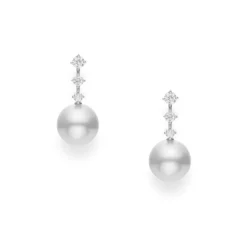 Mikimoto White South Sea Cultured Pearl And Diamond Earrings