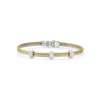 A'LOR Yellow & Grey Cable with Triple Diamond Stations Bracelet