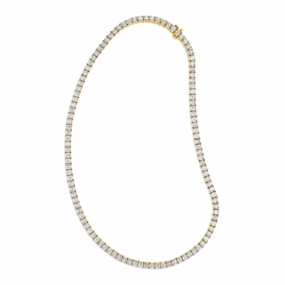 Zadok Collection Yellow Gold Asscher Diamond Tennis Necklace
