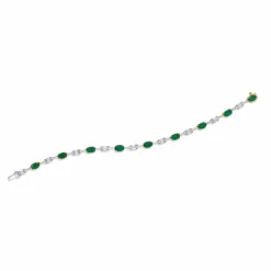 Zadok Collection Yellow Gold Emerald And Baguette Diamond Alternating Tennis Bracelet