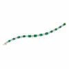 Zadok Collection Yellow Gold Emerald And Round Diamond Alternating Tennis . Bracelet